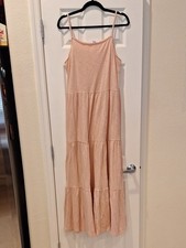 GAP - Light Pink Cotton Knit Sleeveless Tiered Maxi Dress - Large
