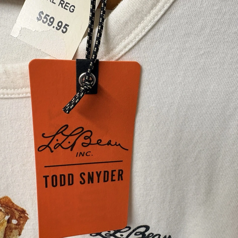 罕见 T L.L.Bean x Todd Snyder 签名 T 恤奶油色男式 XL 豆靴经典 — 第 3/4 张图片