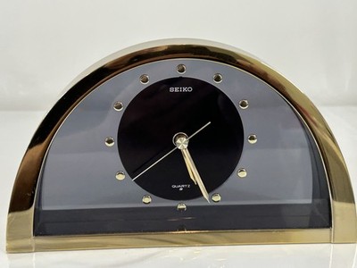 Vintage SEIKO HALF MOON CLOCK #QQZ137G Gold Color MANTLE Japan - WORKS SEE VIDEO