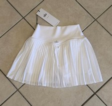 ALO Yoga Grand Slam Pleated Mini Tennis Skirt Skort White Size XS