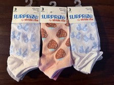 Stride Rite Surprize Girls Socks 3 3-Pack- Pink, White, Cream NWT Shoe Size 7-2