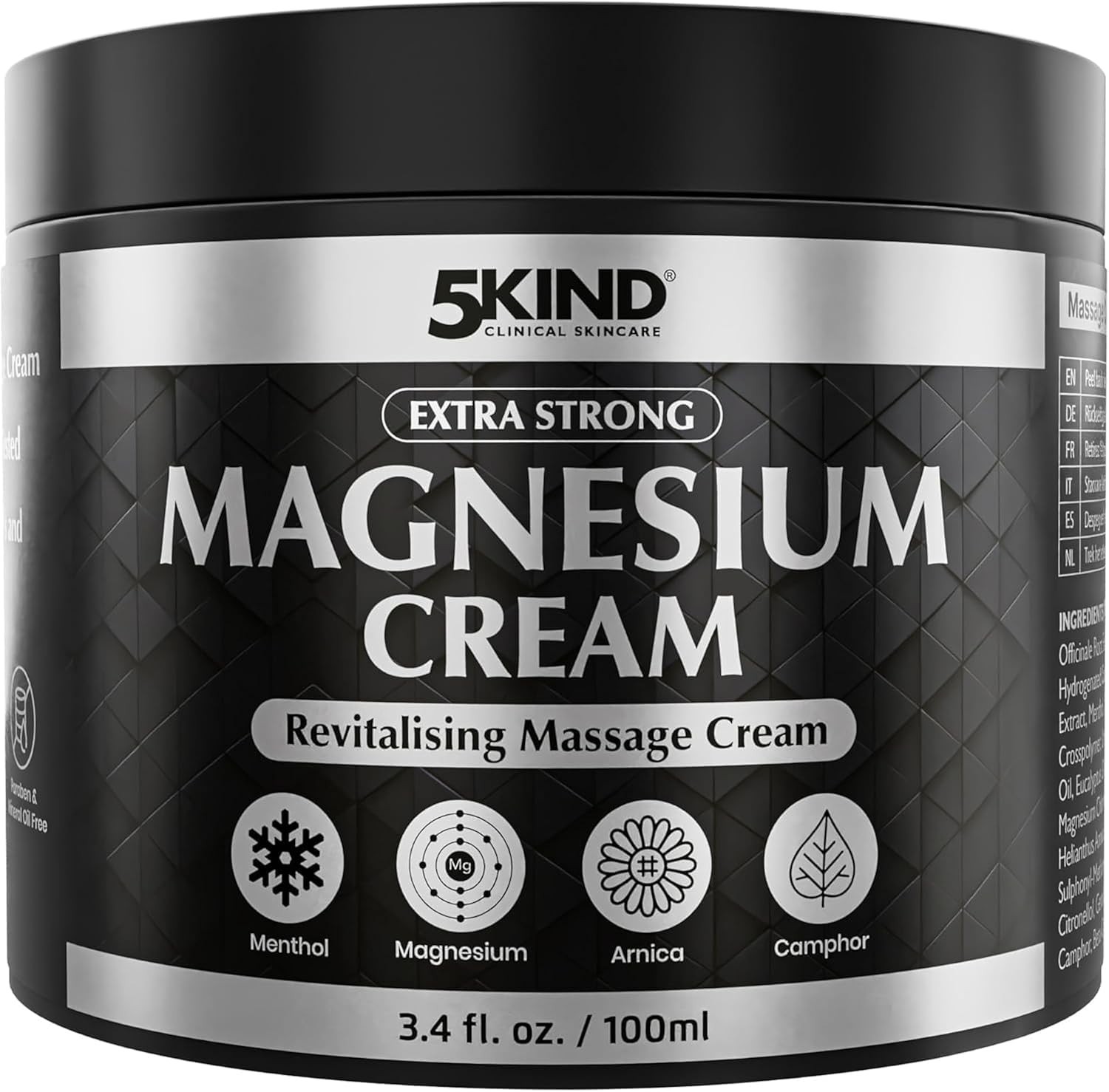 5Kind (100Ml) Extra Strong Magnesium Massage Cream - Magnesium Cream For Muscles, Joints, Lower Back, Knee, Neck, Shoulder, Hip & Feet - Image 3