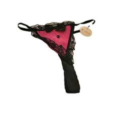 Vtg FREDERICK's of HOLLYWOOD Hot Pink Bow Tie Musical Thong Panties OS- AS IS