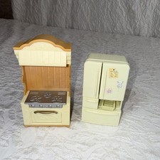 Calico Critters Sylvanian Families Kitchen Cabinet Oven Stove Refrigerator Lot  