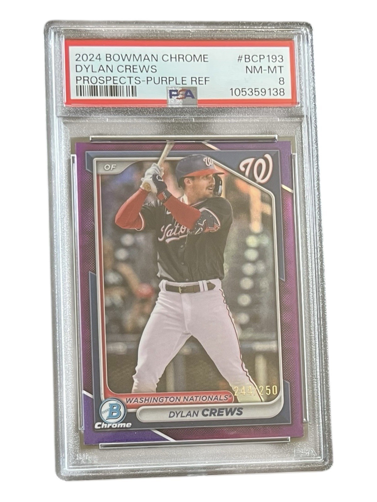 2024 Bowman Chrome - Prospects Dylan Crews #BCP-193 Purple Refractor /250 (RC)
