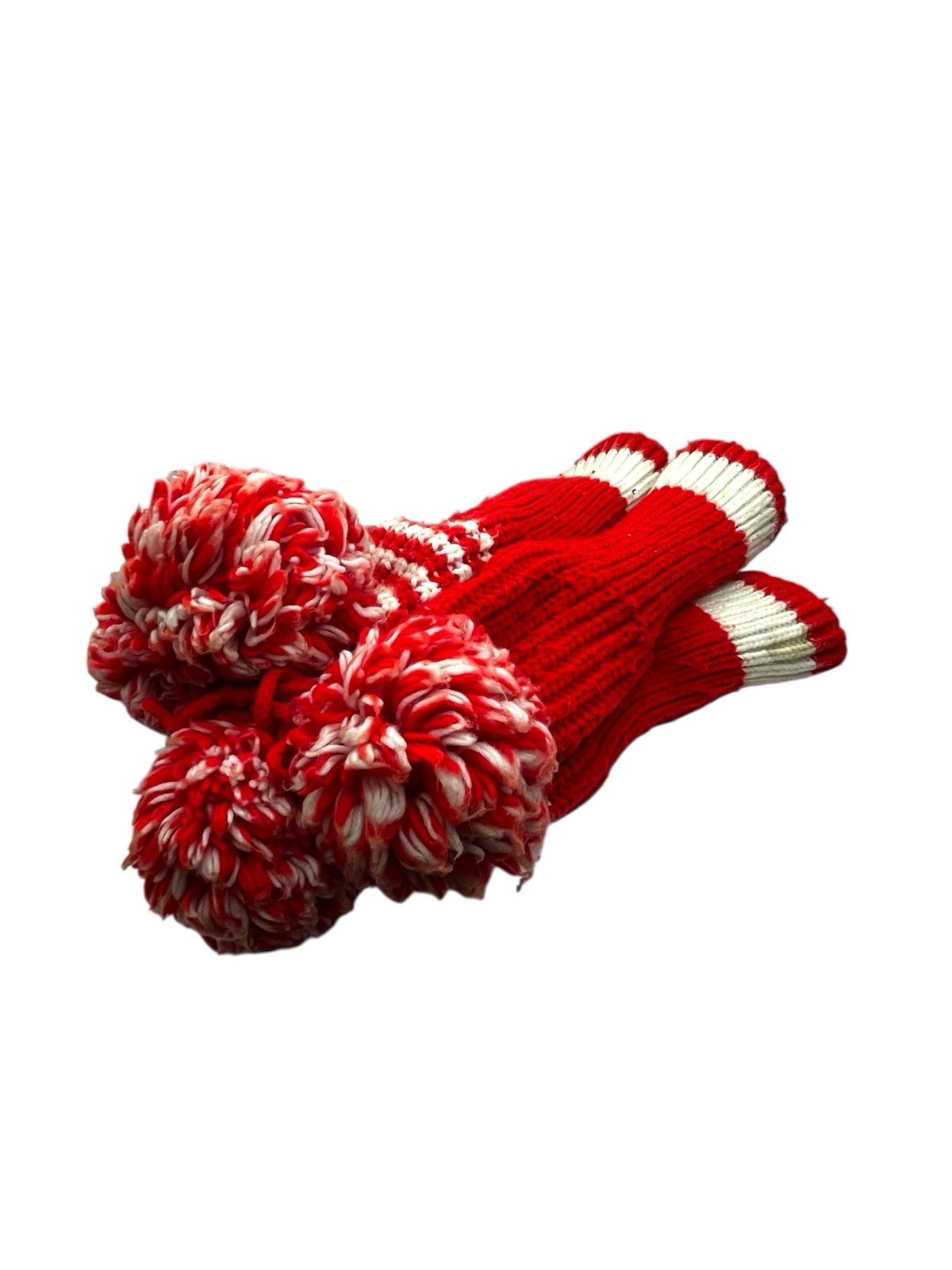 Club Head Covers Red & White Pom Poms