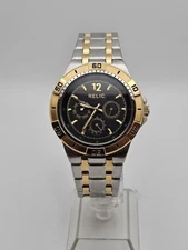 Relic Mens Multifunction Watch Silver/gold Tone 41mm Black Dial Day Date ZR15687