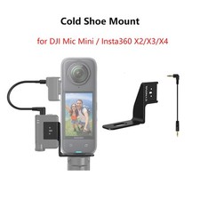 Mount Cold Shoe For Insta360 X4 X3 X2 DJI Mic Mini Microphone Stand+Audio Cable