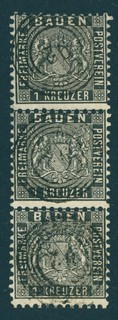 Baden Dreierstreifen Mi. Nr. 13 a zentrisch gest. einwandfrei 500 Euro