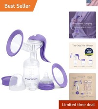 Ergonomic Manual Breast Pump Kit with Baby Bottle and Soft Flanges - Easy to Use