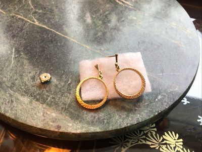 Vintage Earrings W Germany LONA 14KT RGP Gold Plated  1 1/4  Dangle