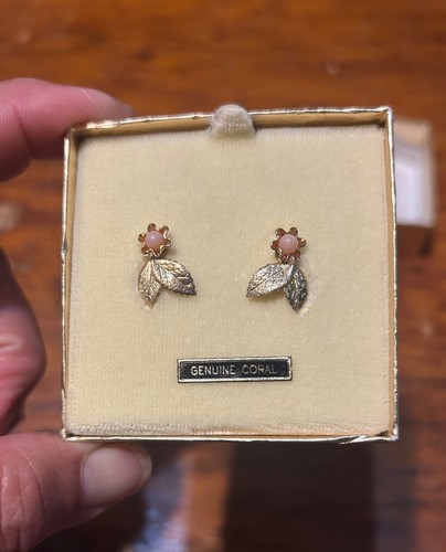 14 karat gold filled genuine coral clip-on earrings