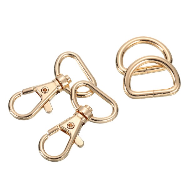 "Drehbare Karabinerhaken Klassische KarabinerverschlüSse Mit D-Ringen 3/4\", Gold"-image