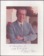 RICHARD M. NIXON - INSCRIBED PHOTOGRAPH MOUNT SIGNED