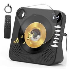 CD Player with HiFi Dual Speaker Bluetooth/USB/AUX Mode for Home Dark Black