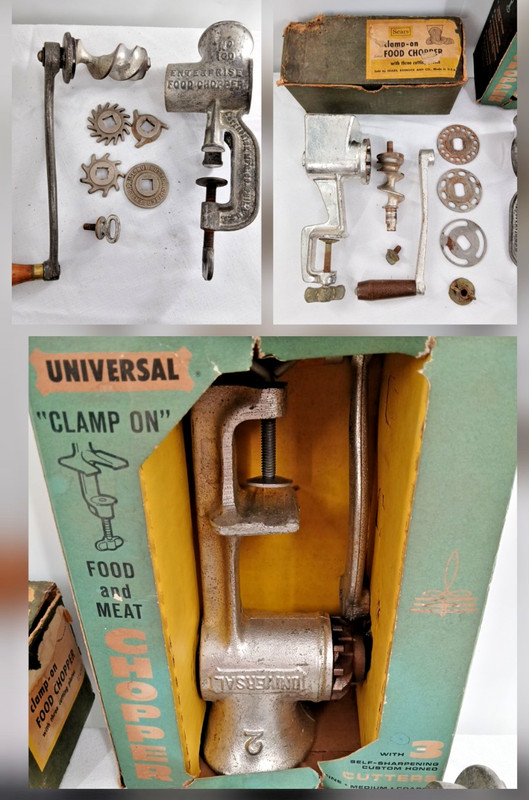 LOT OF 3 Vintage Meat Chopper Grinder #2 Universal #100 Enterprise #4707 Sears
