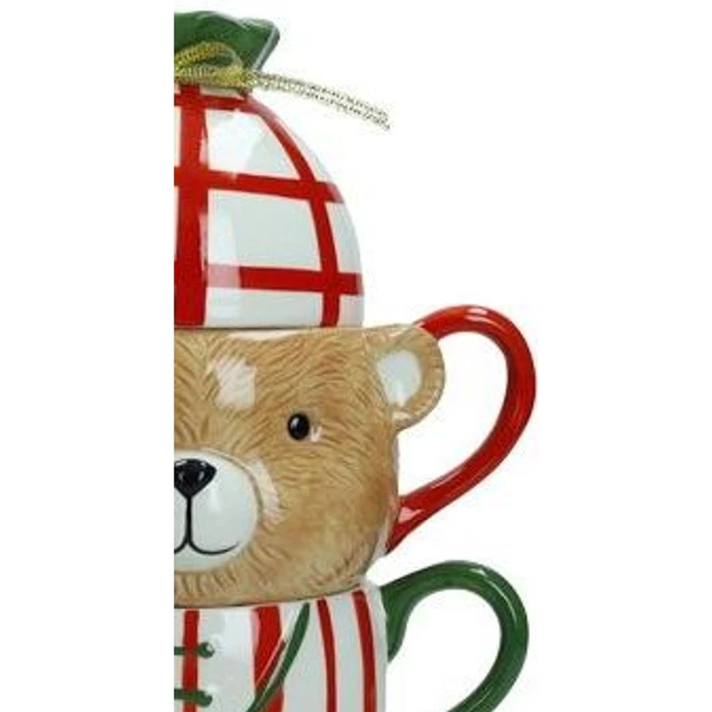 Set 4 Tazze Orsetto Impilabili BRANDANI Dolomite Colazione Natale Mug Orso, fotografia 3 di 9