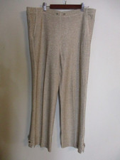 St. John Sport Beige/Ivory Tweed Elastic Waist Wool Blend Flare Leg Pants Size M