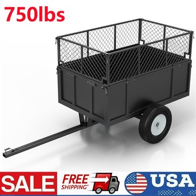 Tow-Behind Dump Cart with Wheels for Lawn Tractor & ATV UTV - 750LB Capacity