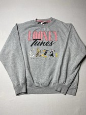 Looney Tunes That s All Folks Gray Graphic Crewneck Sweatshirt Size Medium