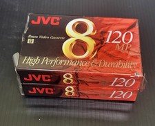2 Two JVC 8 mm, 120mp Video Cassettes, Brand New, Factory Sealed New