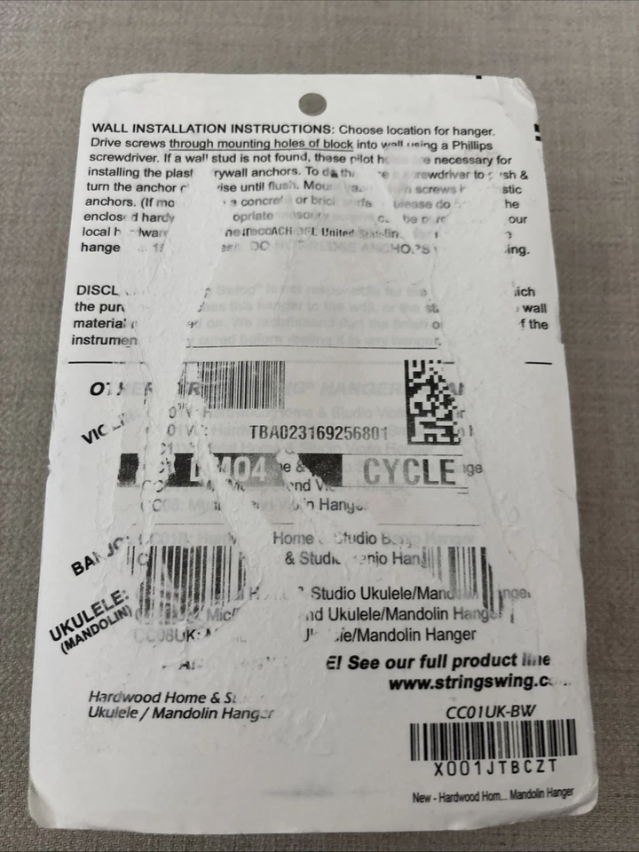 String Swing CC01UK Hardwood Home/Studio Ukelele Mandolin Hanger Oak New Sealed - Image 3 of 3