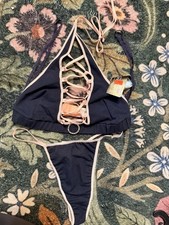 The Escante Collection Size Medium Blue Pink Halter Lingerie NWT Y2K Strappy