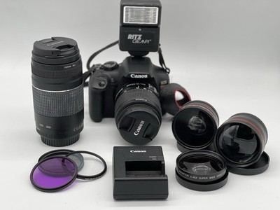 Canon EOS Rebel T6 DSLR Camera Kit w/ 18-55mm & 75-300mm Lenses, Bag, +Extras