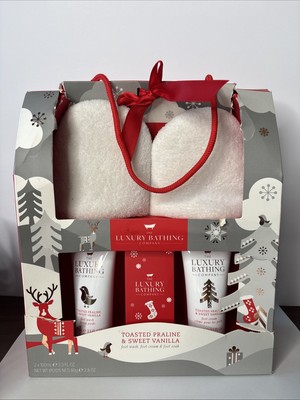 The Luxury Bathing Company toasted praline & Sweet Vanilla foot soak & slippers