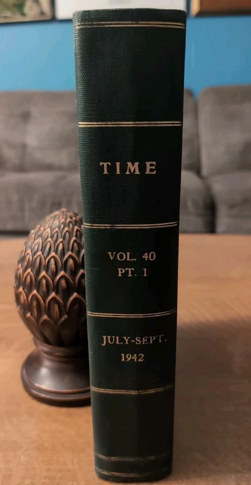 Time Magazine Bound Edition Vol. 40 July-Sept 1942 Rommel w/Covers & Ads - Image 2 of 4