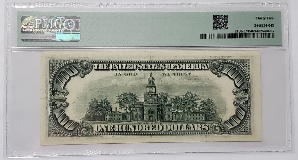 $100 Bill Series 1977 STAR Note LOW Serial # PMG 35 Choice VF - L 00009962 * - Image 2 of 4