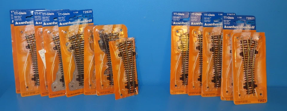 21 x Kuehn Spur TT Weichen-9x WL20-4xWR20-4xBWL-2xBWR-2xWR10 alle defekt  2#8326 - Bild 2 von 3