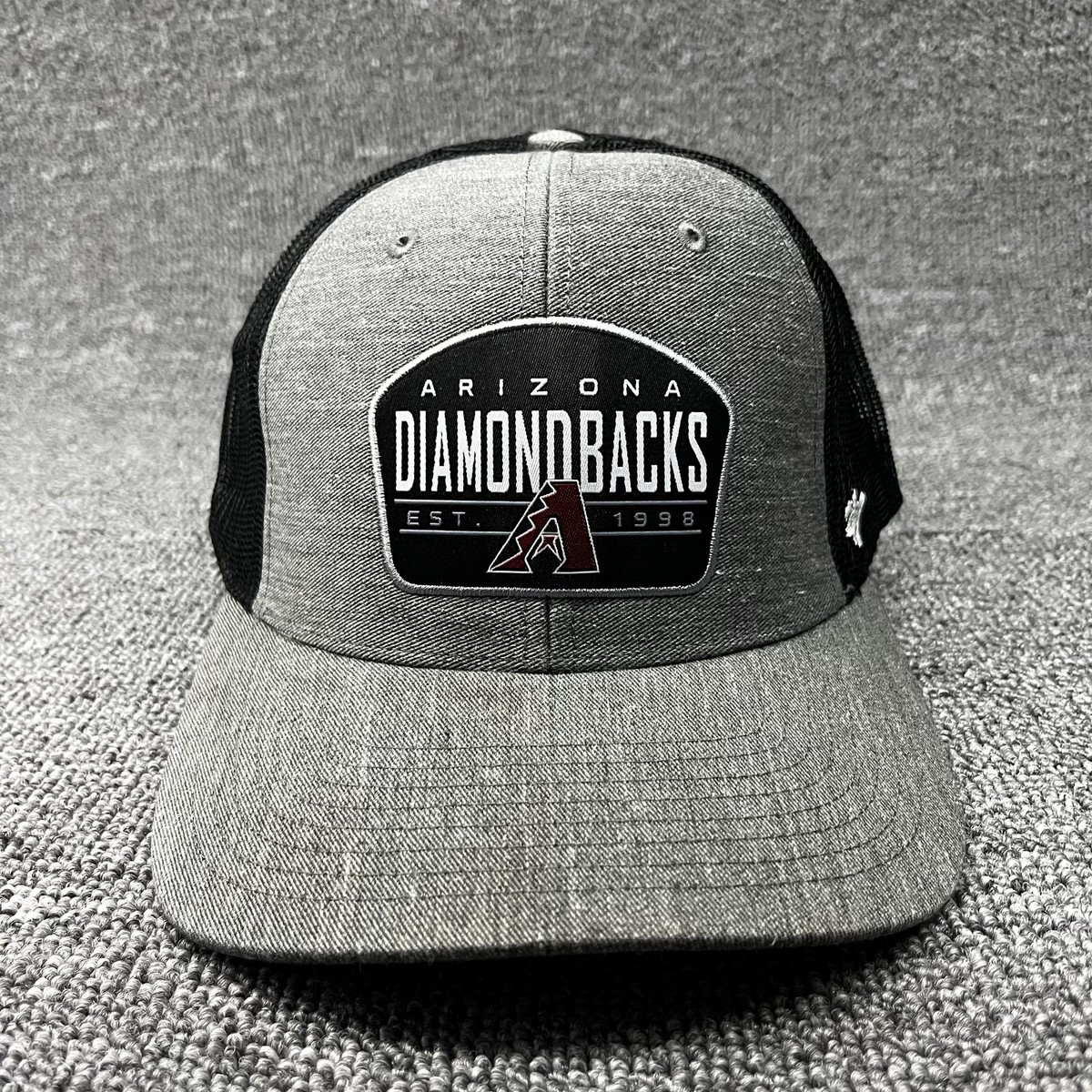'47 Arizona Diamondbacks Trucker Snapback Hat Gray Black Mesh EST 1998 Patch