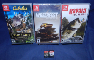 Switch NEW - Wreckfest, VG - Cabela's The Hunt Championship, Rapala Fishing Pro