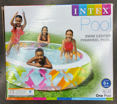 Intex Pinwheel Wide Side Walls Inflatable Pool Swim Center 90'' x 22'' 222 Gal 