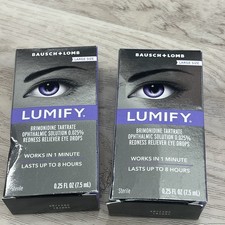 Lot Of 2 - LUMIFY Redness Reliever EYE DROPS .25OZ Exp: 05/2027 BAUSCH LOMB