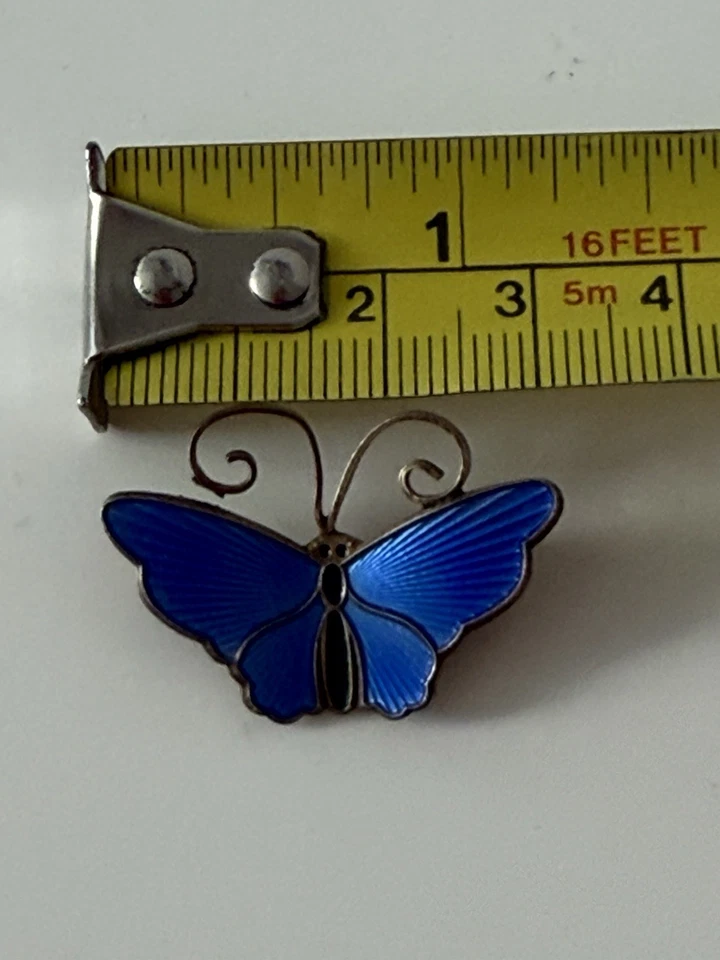 PIN MARIPOSA ESMALTE GUILLOCHE AZUL PLATA ESTERLINA HERMOSO DAVID DIFFERENTEN DE COLECCIÓN Foto 3 de 4