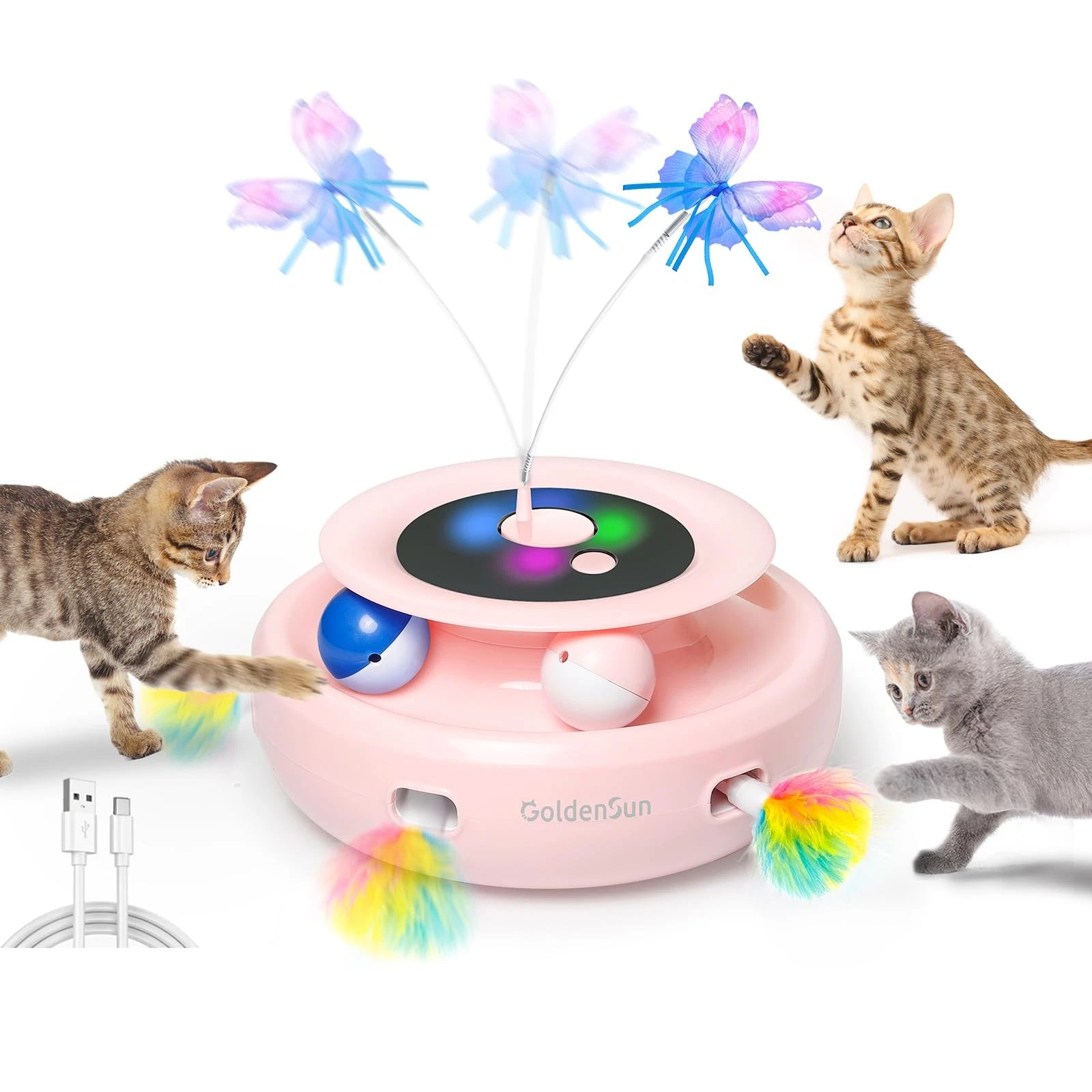 3-in-1 Interactive Cat Toys for Indoor Cats adult 2000mAh Type-C
