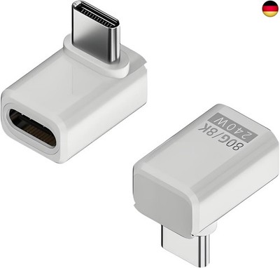 2 Stück USB C Winkelstecker 90 Grad, Adapter Typ C Buchse auf Stecker Typ C 