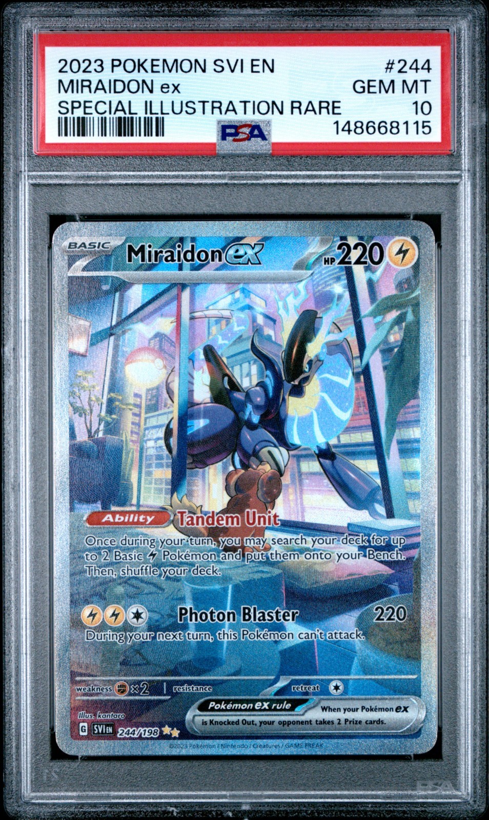 PSA 10 Miraidon Ex 244/198 Special Illustration Rare Pokemon Scarlet Violet