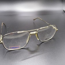 Vintage Liberty M.O.-18 Gold Tone Metal Aviator Eyeglass Frames EZ-FIT Demo Lens