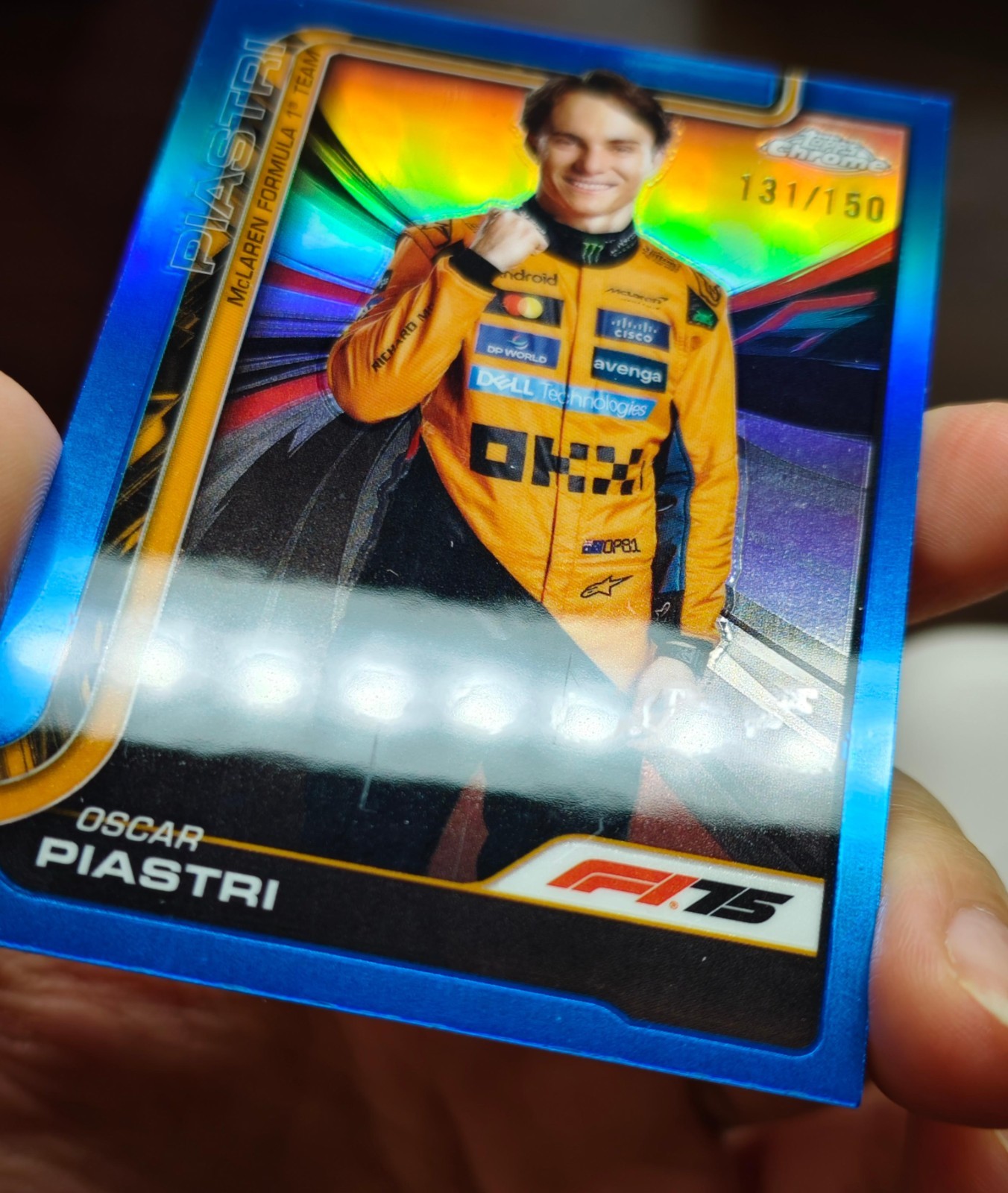 2025 Topps Chrome F1 Oscar Piastri Portrait True Blue Refractor 131/150 view 3