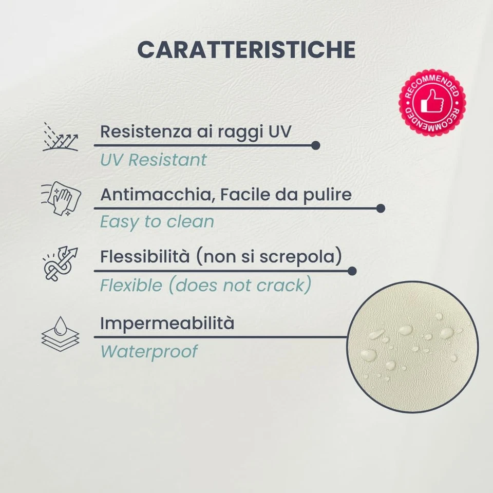 ECOPELLE TRAPUNTATA 6 CM NAUTICA BIANCA TESSUTO METRAGGIO CM50x140 BARCA CUSCINO - Immagine 2 di 4