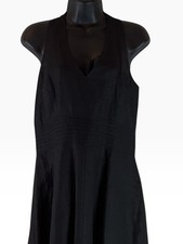 Vtg Jessica Howard Linen Blend Pleat Waist Open Back Halter Dress Midi Black 8
