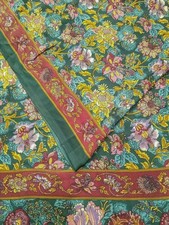 Moss Crepe Saree Indian Vintage Green Floral Printed Sari Craft Fabric MSS1064