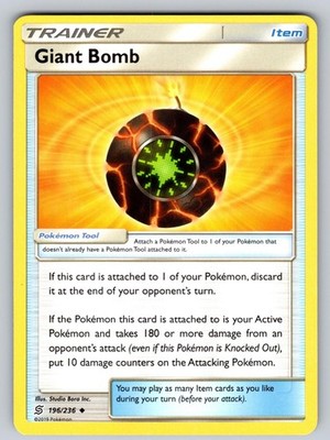 Giant Bomb 196/236 Uncommon Unified Minds Pokemon NM - LP