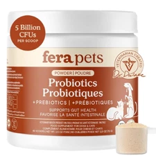 Fera Pets Probiotics for Dogs & Cats | Organic Gut Health Powder | 60 Scoops