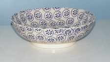 Emma Bridgewater Rare 25cm Blue Floral Daisy Dots Fluted Footed Fruit Bowl Dish