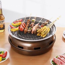 Korean-Style Round BBQ Grill for Outdoor Camping  Picnic - Portable Charcoal