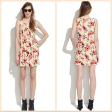 Madewell - Silk Pleated Cream Floral Dress - Size 0